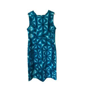 Calvin Klein Women's Sleeveless Sheath Dress with Starburst Detail Size 18W Teal